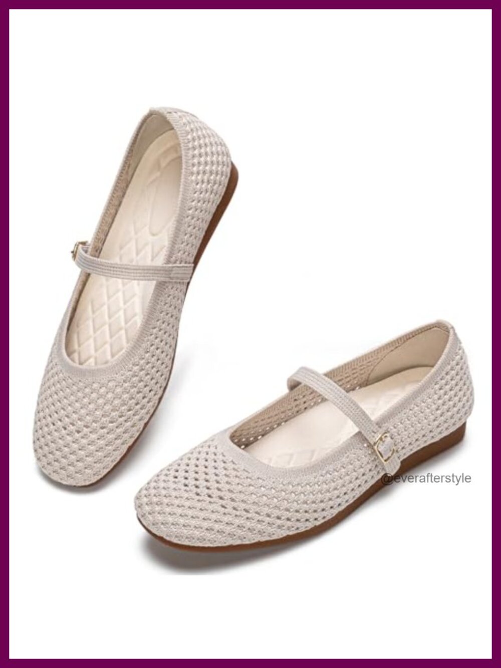 Women's Mary Jane Flats Breathable Mesh Square Toe Ballet Flats with Arch